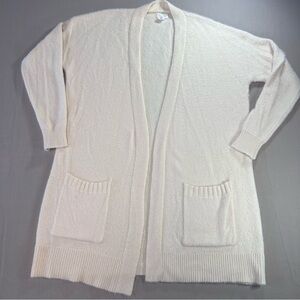 Caslon Women’s Large Ivory Open Front Cardigan | Cashmere Blend